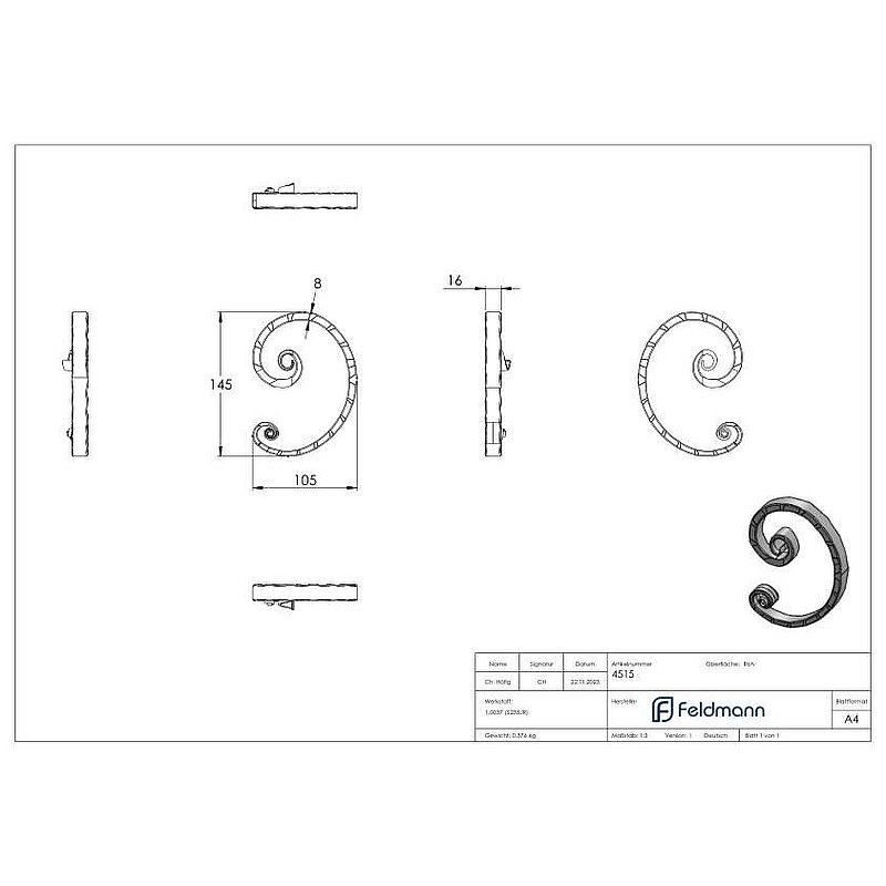 C-Schnörkel 16x8mm, 145x105mm, LI