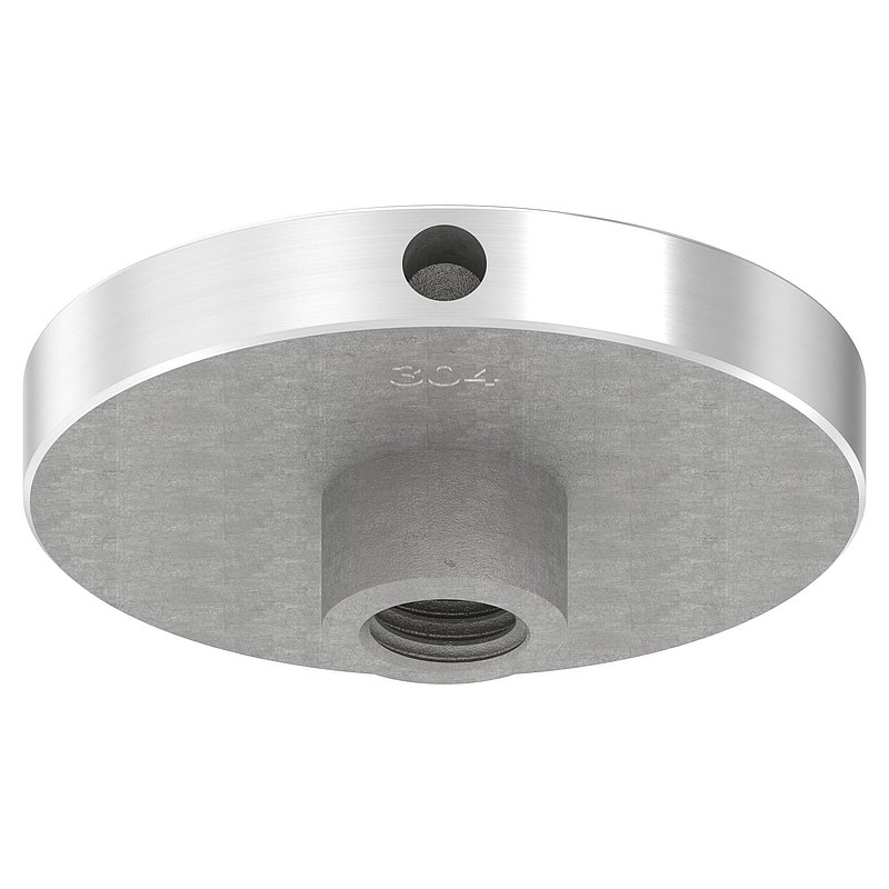 Schraubplatte Ø 60mm mit M12 Gewinde, V2A