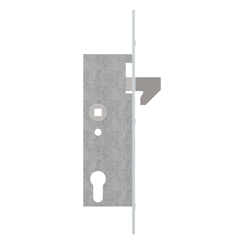 Galvanised tubular frame lock with hook latch (e.g. for sliding gates), backset 40mm