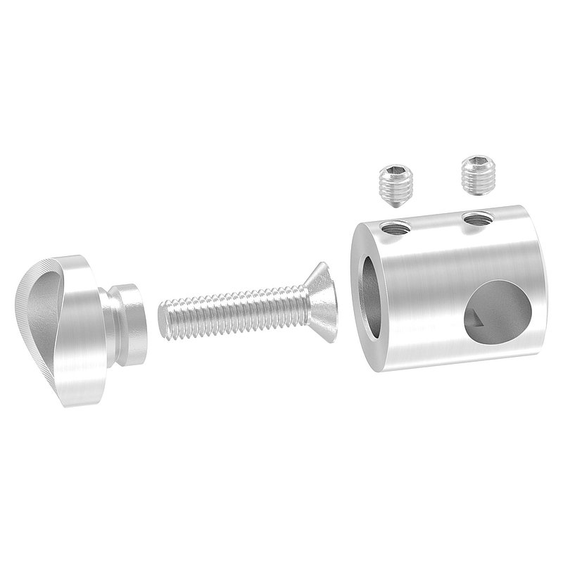 Cross bar holder for 33.7 mm tube, blind hole right 10.2 mm, AISI304