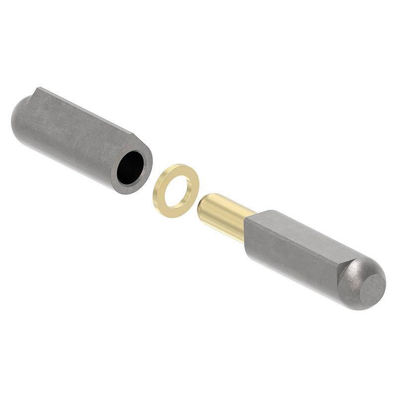 Anschweißband mit Messingring und -stift, Länge: 80mm