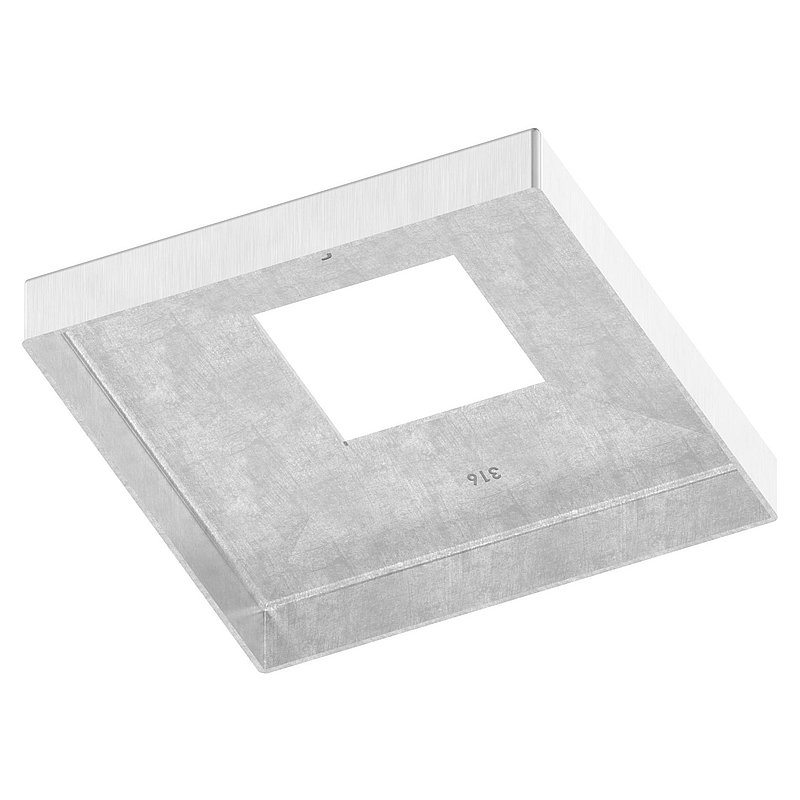 Abdeckrosette, 129x129x25mm für 50x50mm, V4A