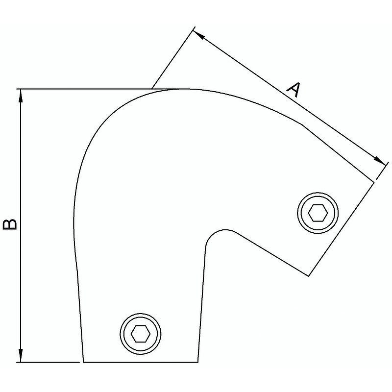 Raccord coudé, inclinaison variable 40 - 70°, pour tube Ø 48,3mm