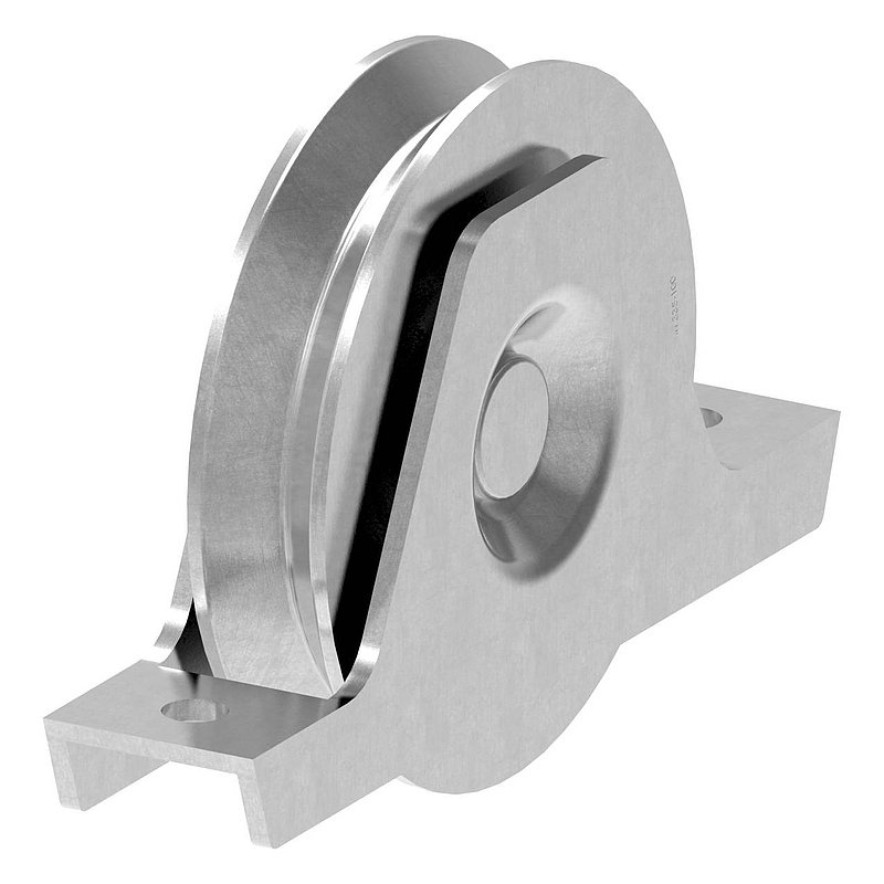 Sliding door roller with internal fixing V-groove
