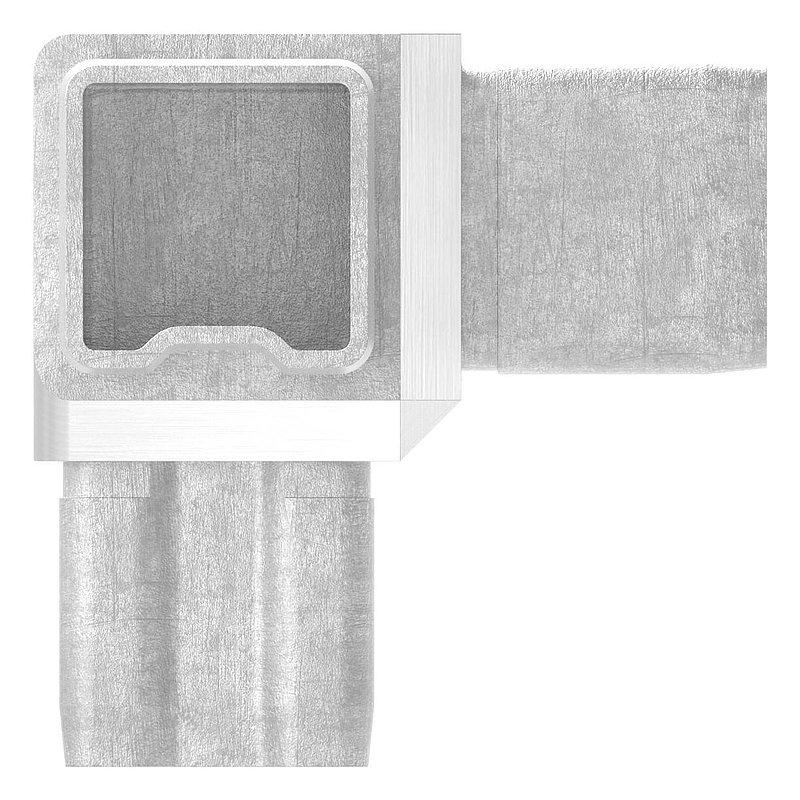 Raccord d'angle à 90° avec 3 sorties égales pour tube 30x30x2,0mm, V4A