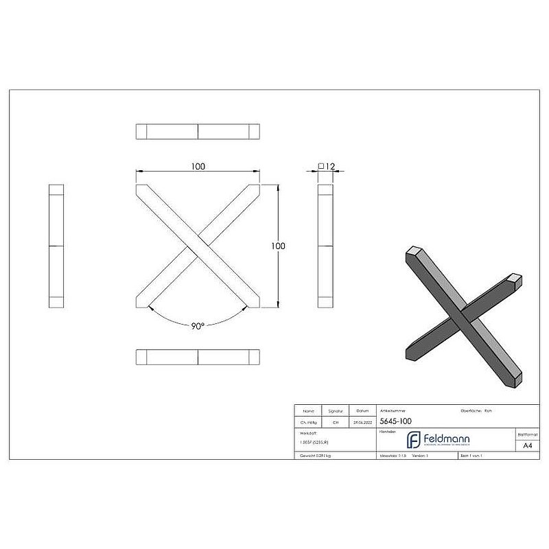 Cross 12x12mm, 100x100mm