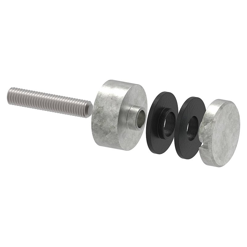 Glaspunkthalter 30mm, Anschluss: flach, Zink roh