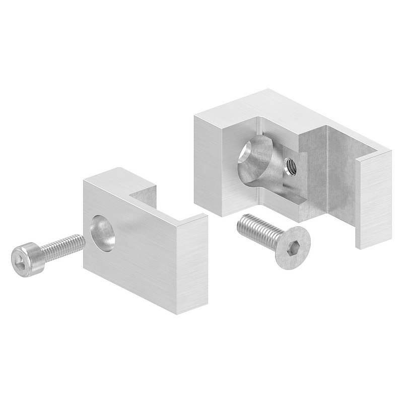 Holder for square clamping profile 20x20mm, connection: straight, AISI304