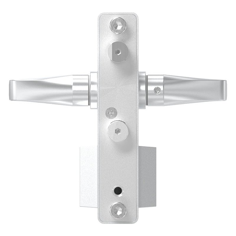 grille gate lock GTS 2 with double cylinder for tube thickness 40-60mm, silver housing