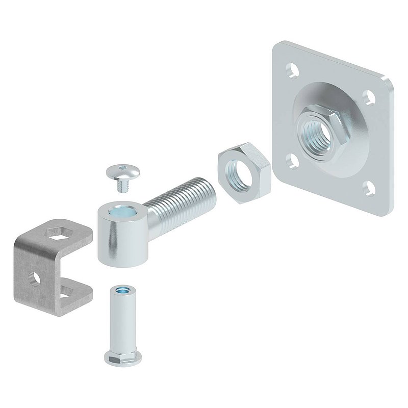 Paumelle de porte M24 avec plaque réglable, électro-zinguée