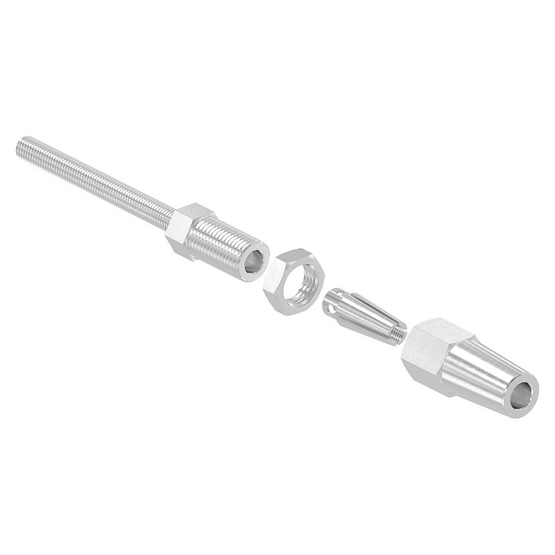 threaded terminal for self-assembly for cable Ø 8mm and M10 thread, AISI316
