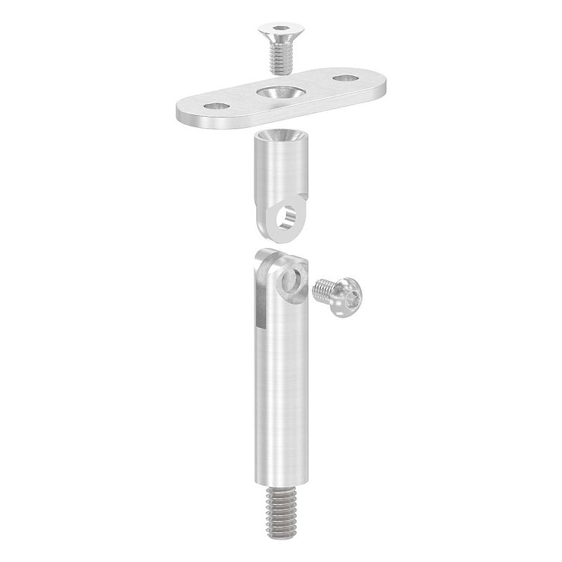 Tige articulée Ø 12mm avec plaque de raccordement de mains courantes, plat,  V2A