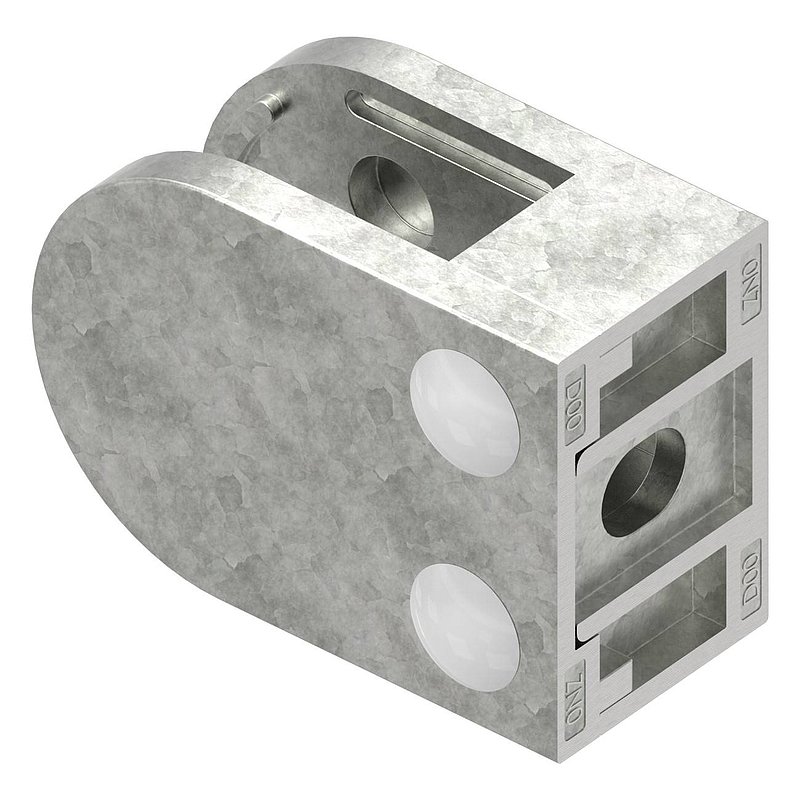 Glass clamp Mod. 38, connection: straight, raw zinc