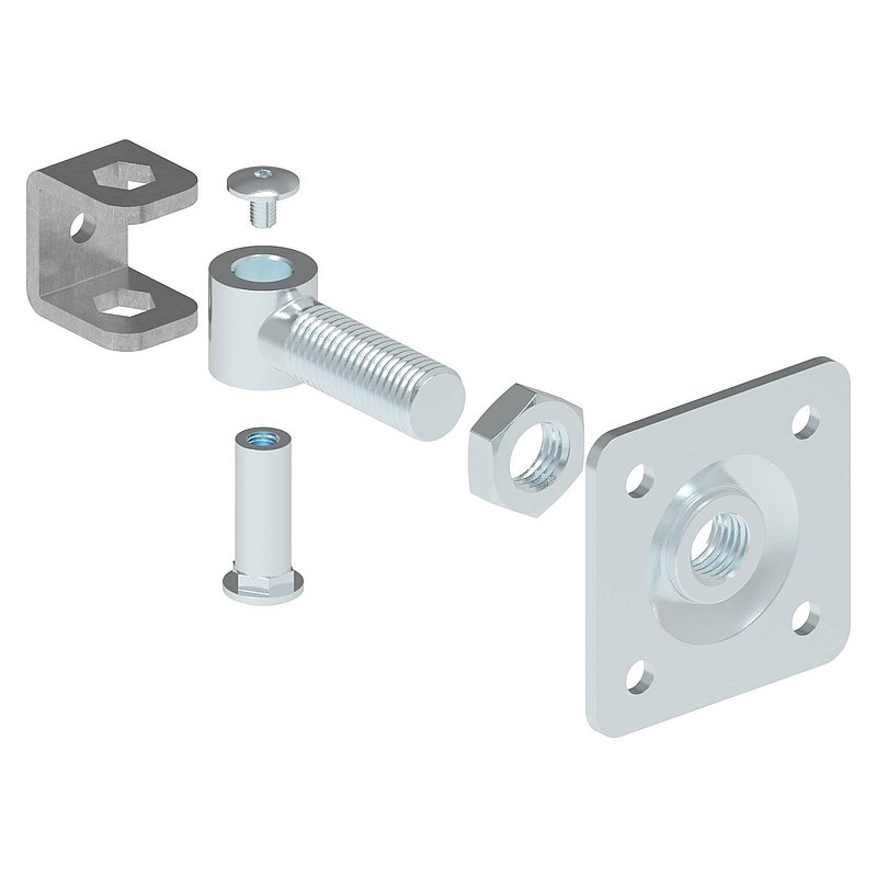 Paumelle de porte M24 avec plaque réglable, électro-zinguée