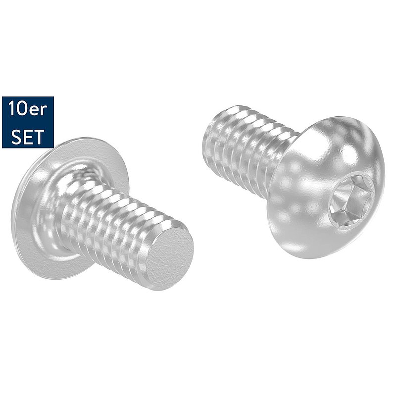 LUNORA® 10er Schrauben Set, zur Befestigung im Edelstahl Nutrohr 42,4mm