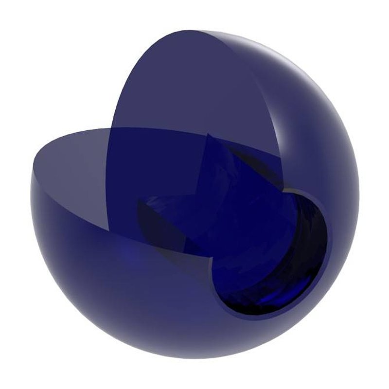 Glass ball blue Ø 30mm with blind hole 12.3mm