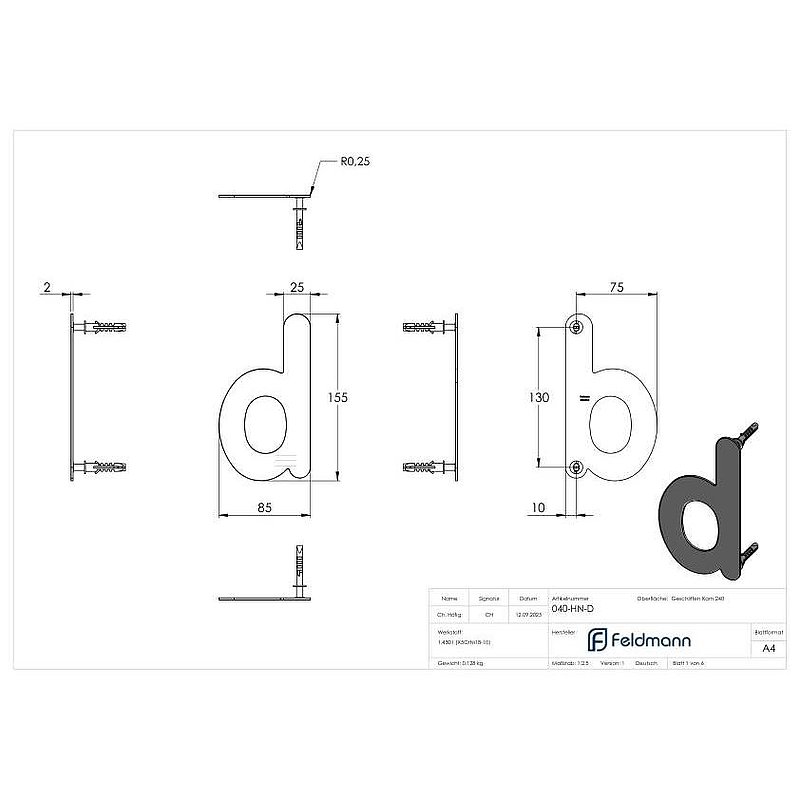 house number d - "small", AISI304