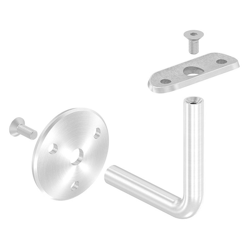 Handlaufhalter mit Handlaufanschlussplatte 42,4mm (Ronde und Bügel verschraubt), V2A