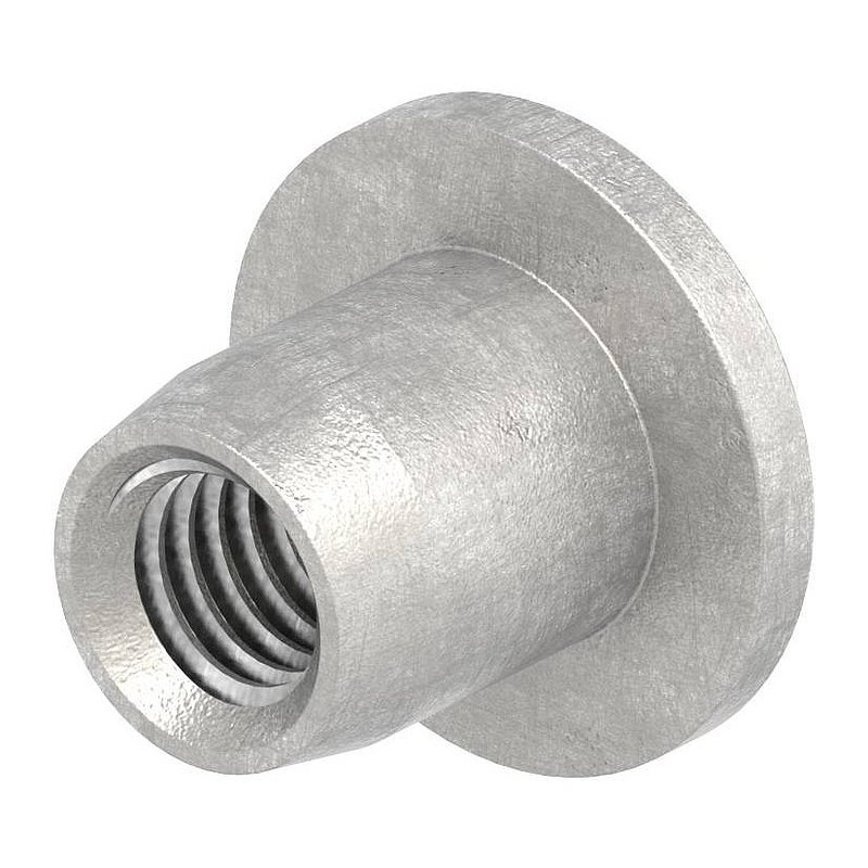 Sleeve nut with flat head and ISK, M6, AISI304