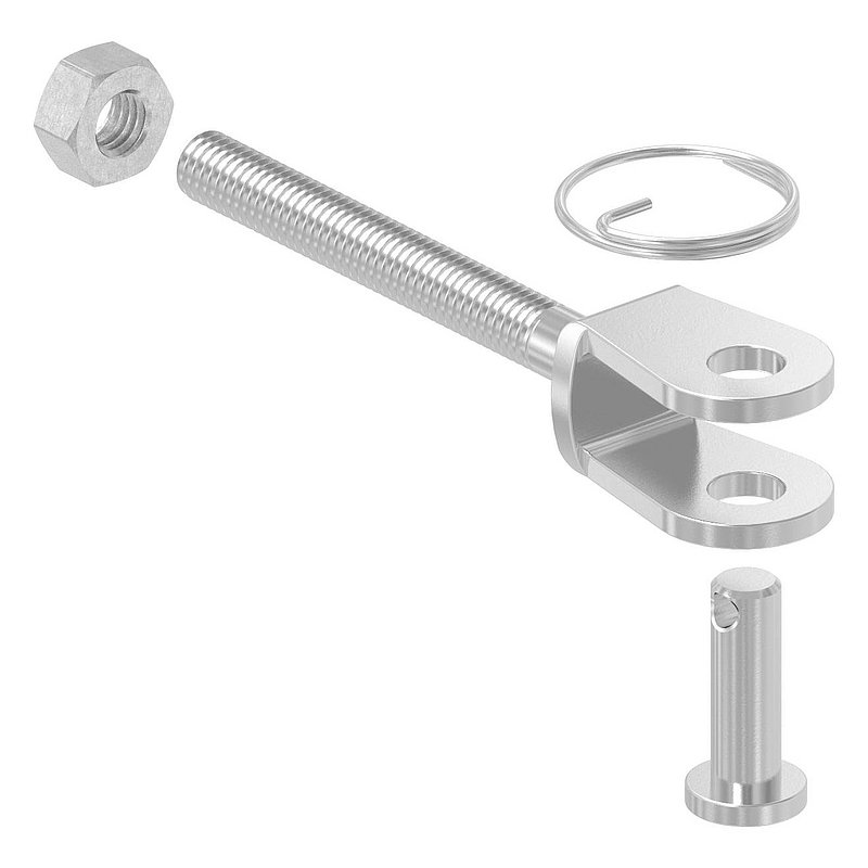 Fork terminal with external thread M6 left, AISI316