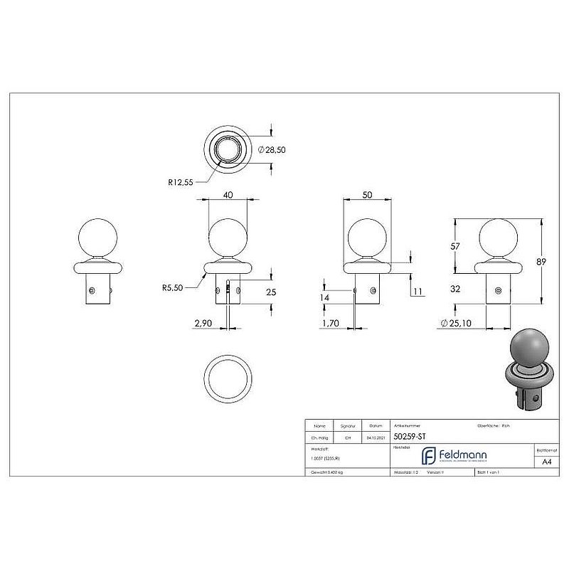 Bouchon décoratif pour tube Ø33,7mm