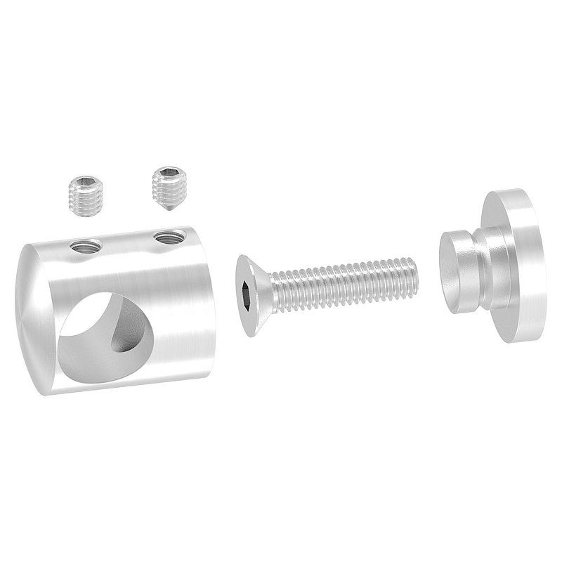 Cross bar holder for straight connection, 14.2 mm hole, AISI304