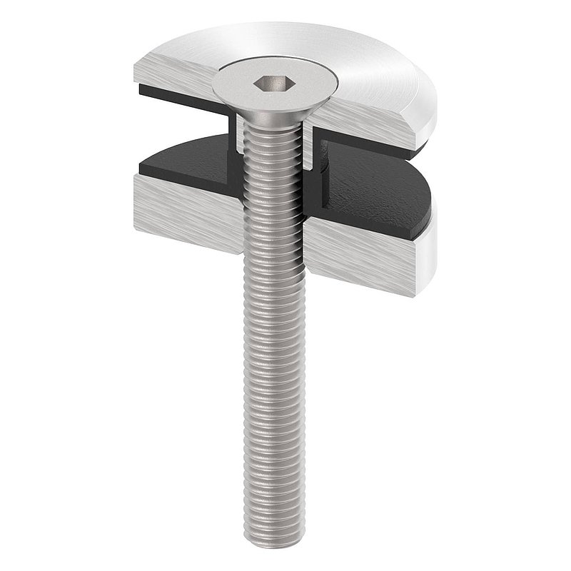 Point de fixation 52mm, plat, avec vis, V4A