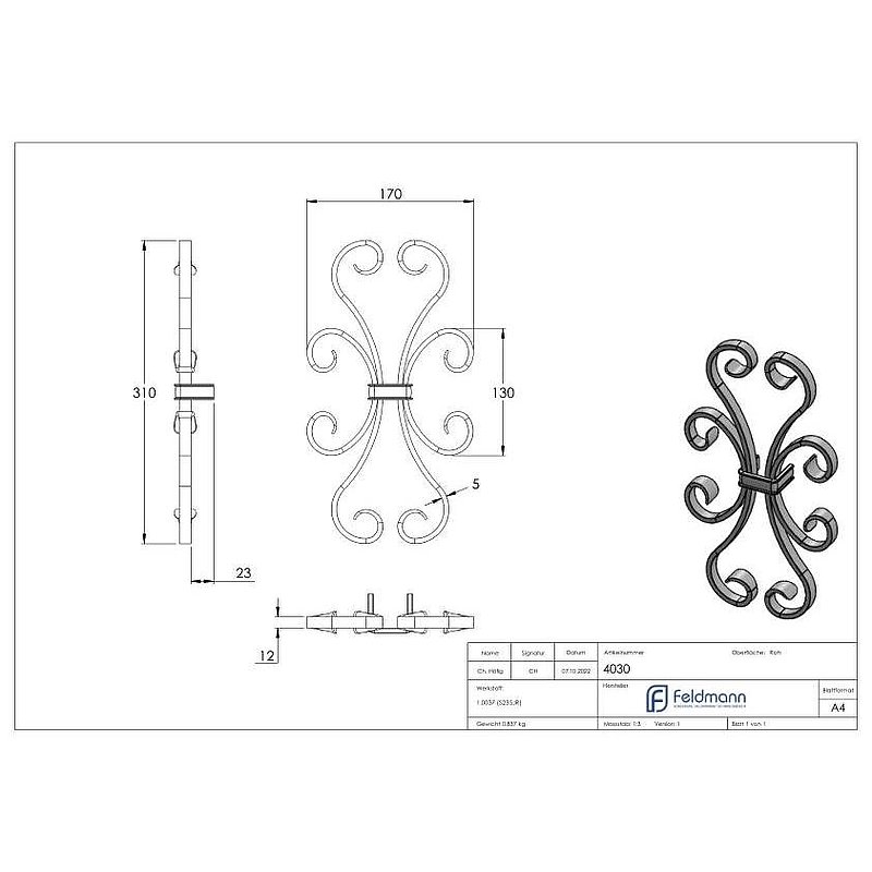 Steckelement 12x5mm, 310x170mm
