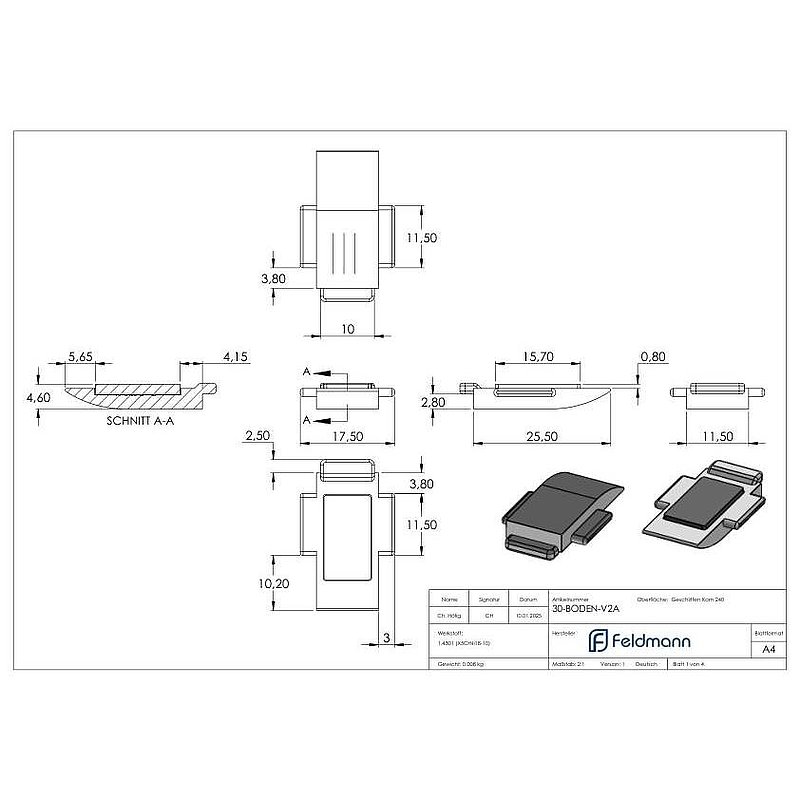Sicherungsplatte für Mod. 30 - V2A
