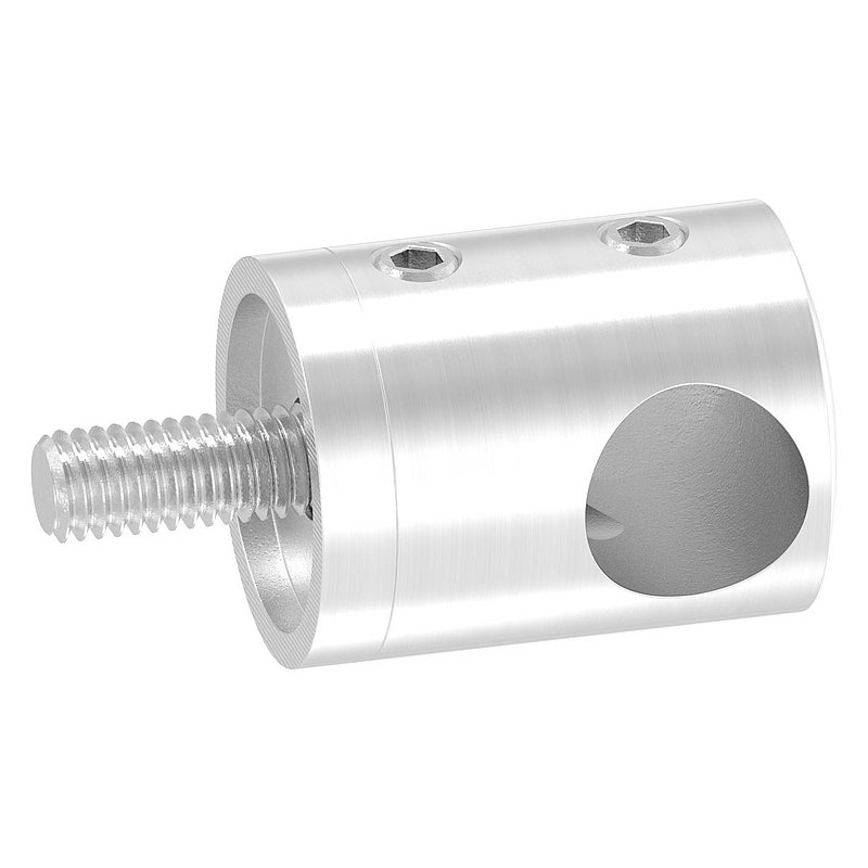 Querstabhalter für geraden Anschluss, Sackloch rechts 12,2mm, V2A