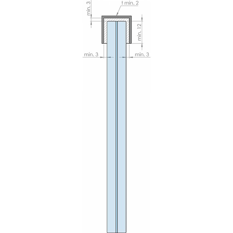 Profilé aluminium en U, 30x14x3mm, L: 6000mm