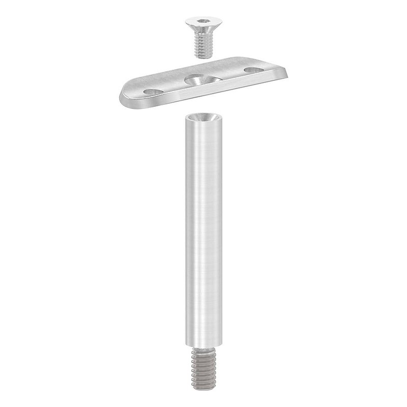 Pin Ø 12mm with handrail connection plate 42.4mm, AISI304