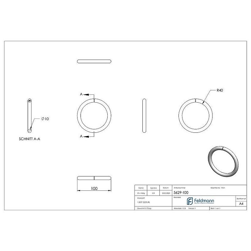 Ring 10mm, outer Ø 100mm