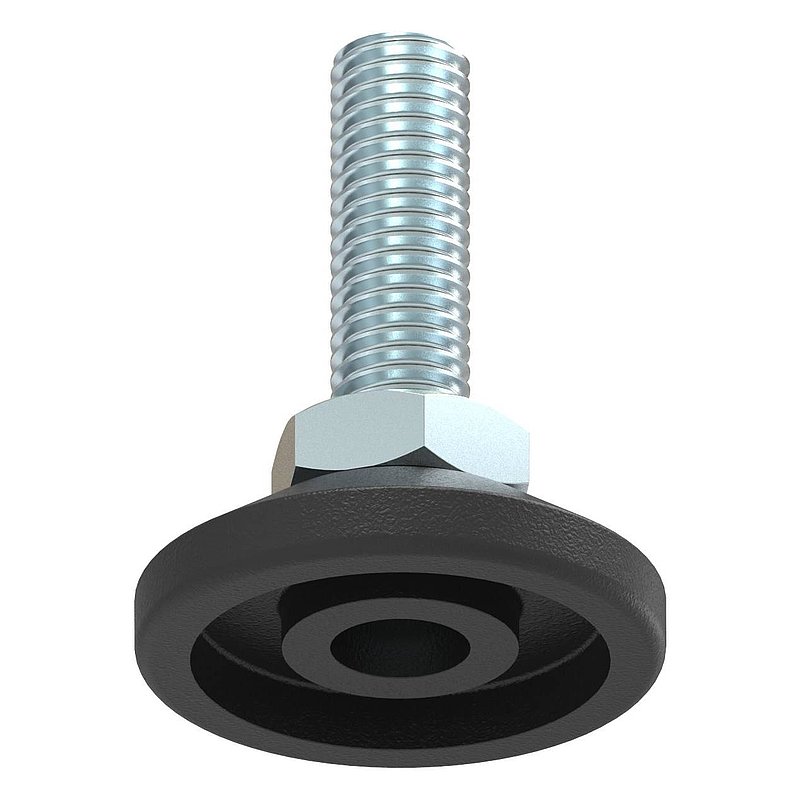 Levelling foot with adjusting screw with hexagon socket