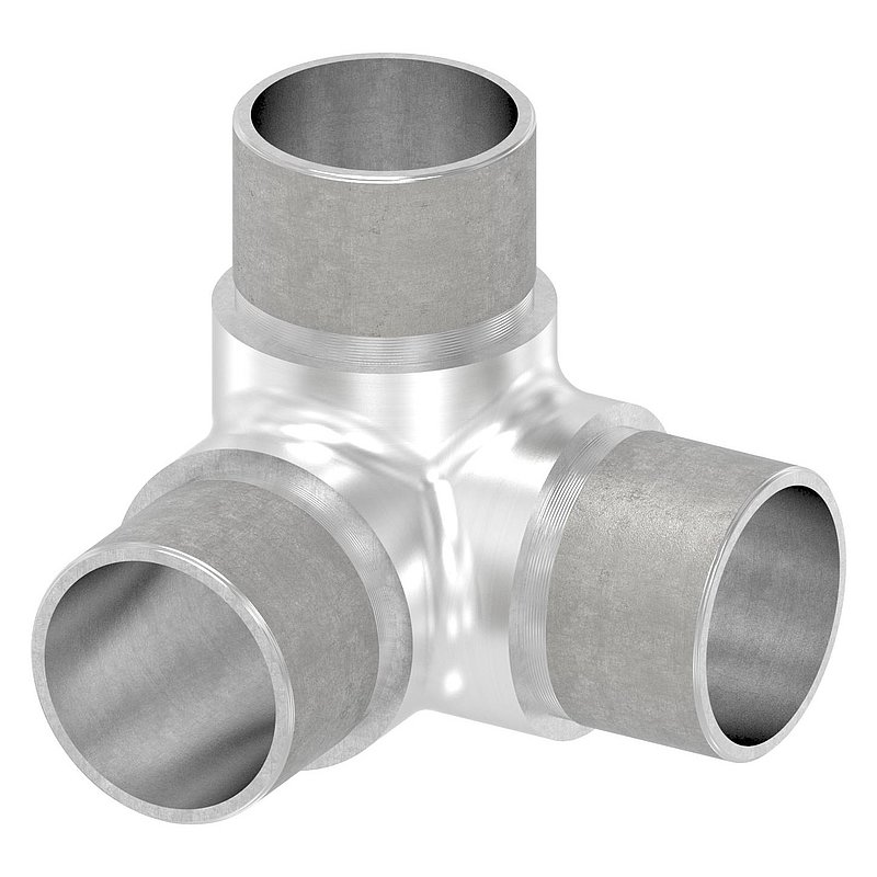 Ecke 90° mit Abgang, für Rohr 33,7x2,0mm, V2A