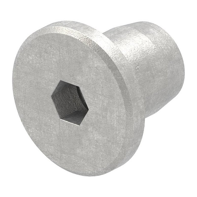 Sleeve nut with flat head and ISK, M6, AISI304