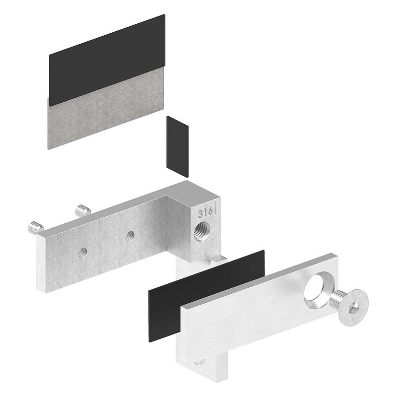 Glasverbinder für Wandmontage, für Glas 12 - 12,76mm, V4A