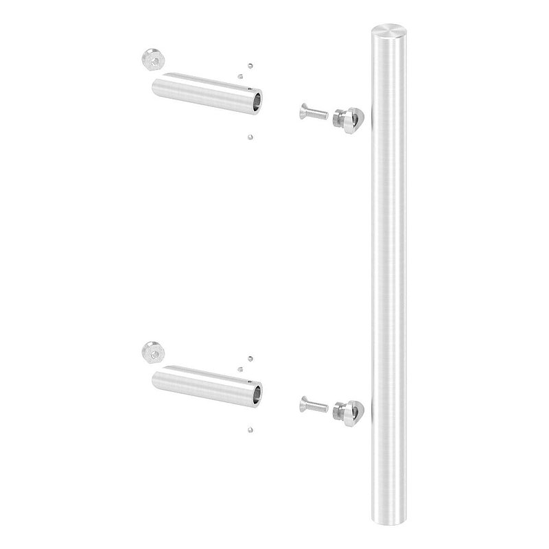 Stoßgriff inkl. Halter mit 45° Schräge 45° mit L: 500mm, V2A