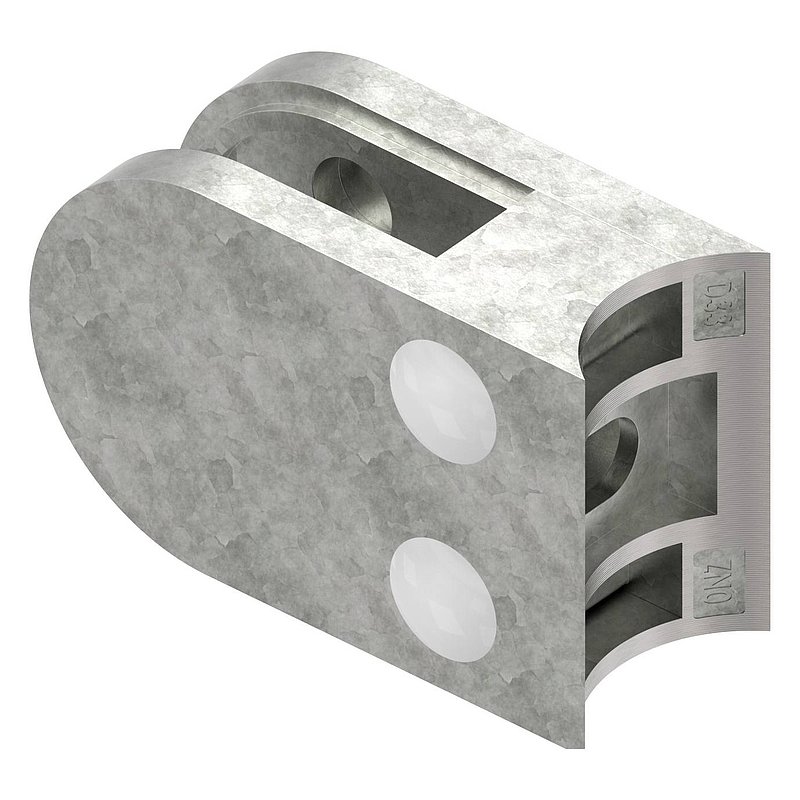 Glass clamp mod. 12, connection: 33.7mm, raw zinc