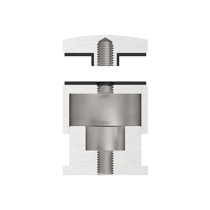 Glaspunkthalter 52mm, flach, verstellbar, V2A