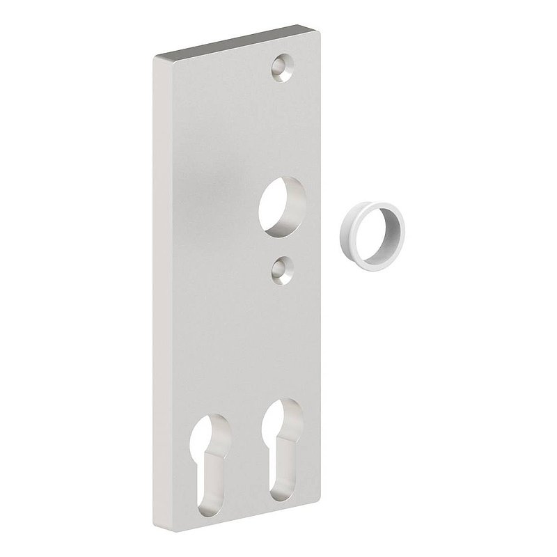 Plaque longue pour poignée de porte, pour 2 cylindres de porte