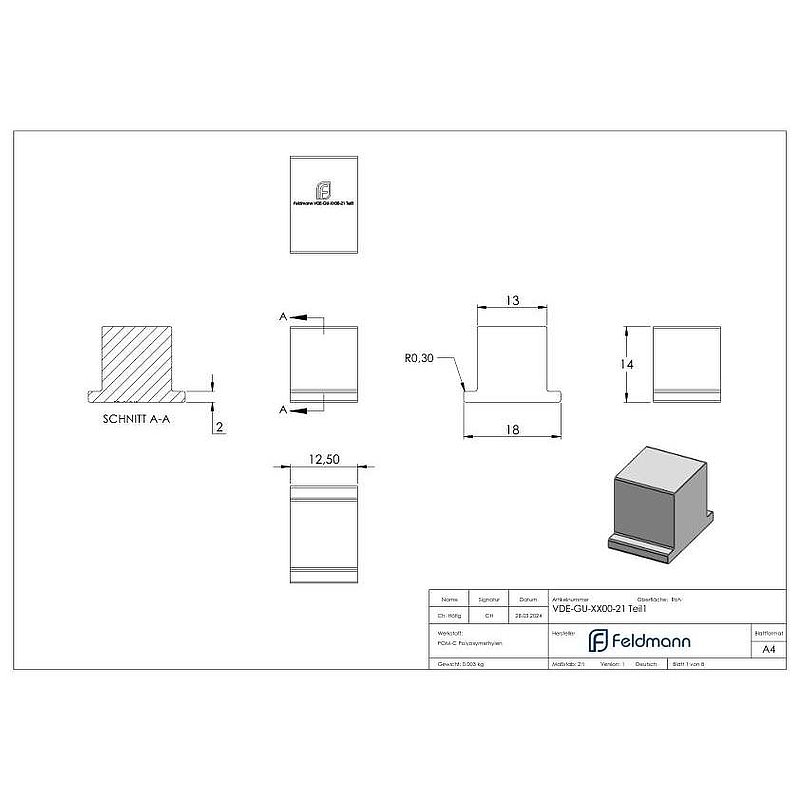 Mounting set glass 21.52mm eleganza canopy, for L: 2005mm