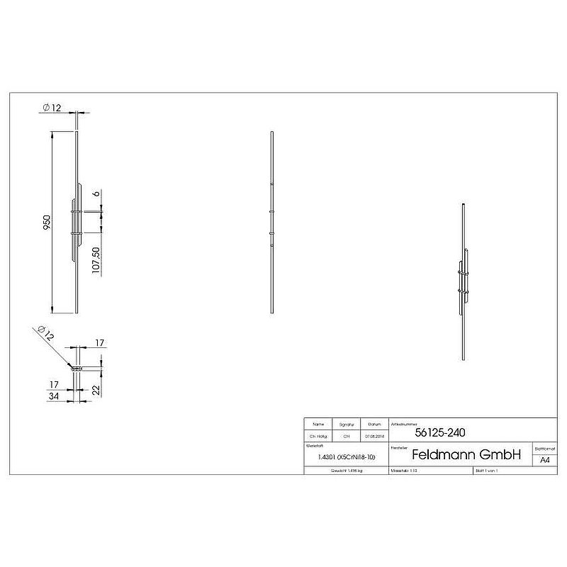 Design rod, AISI304