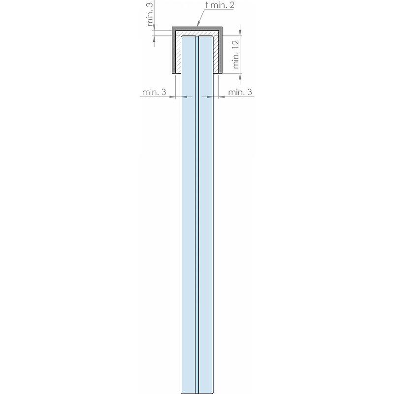 Profilé acier inoxydable en U, 28x26x2mm, L: 3000mm, V4A