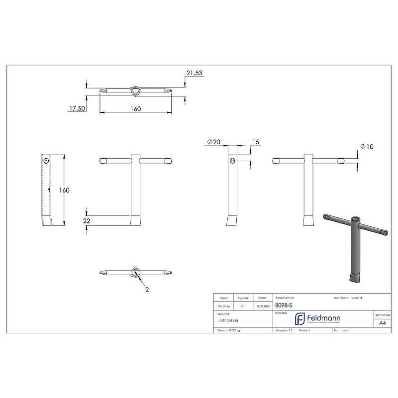 Fire brigade triangular spanner, 17mm, lateral