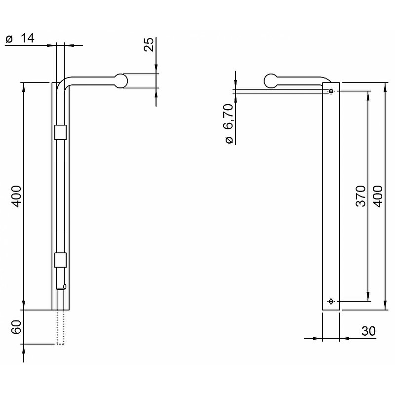 Torriegel zum Anschrauben, Ø 14mm, V2A