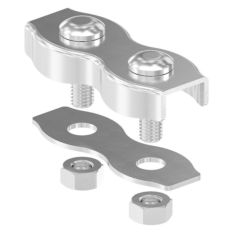 Duplexklemmen für Seil 8mm, V4A