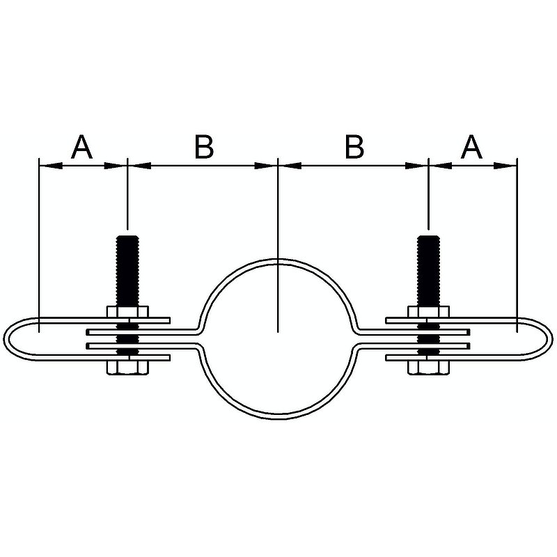 Holder on both sides, for pipe Ø 48.3mm