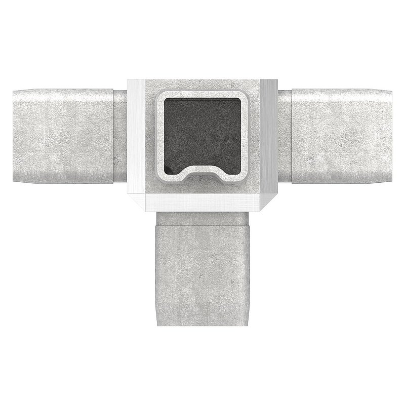Raccord en T avec 4 sorties égales pour tube 25x25x2,0mm, V4A