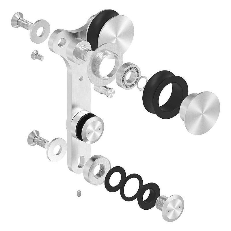 Doppelrollwagen für Glasschiebetüren, V2A